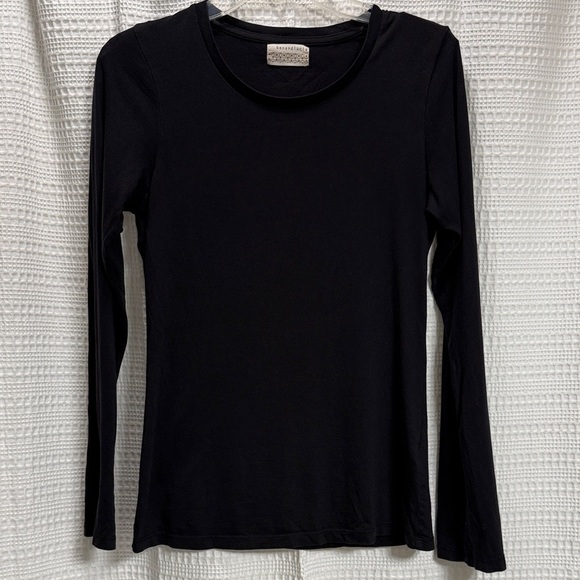 Ben and Lucia Classic Black Long Sleeve Tee SZ L tissue weight Peruvian cotton - Picture 1 of 6